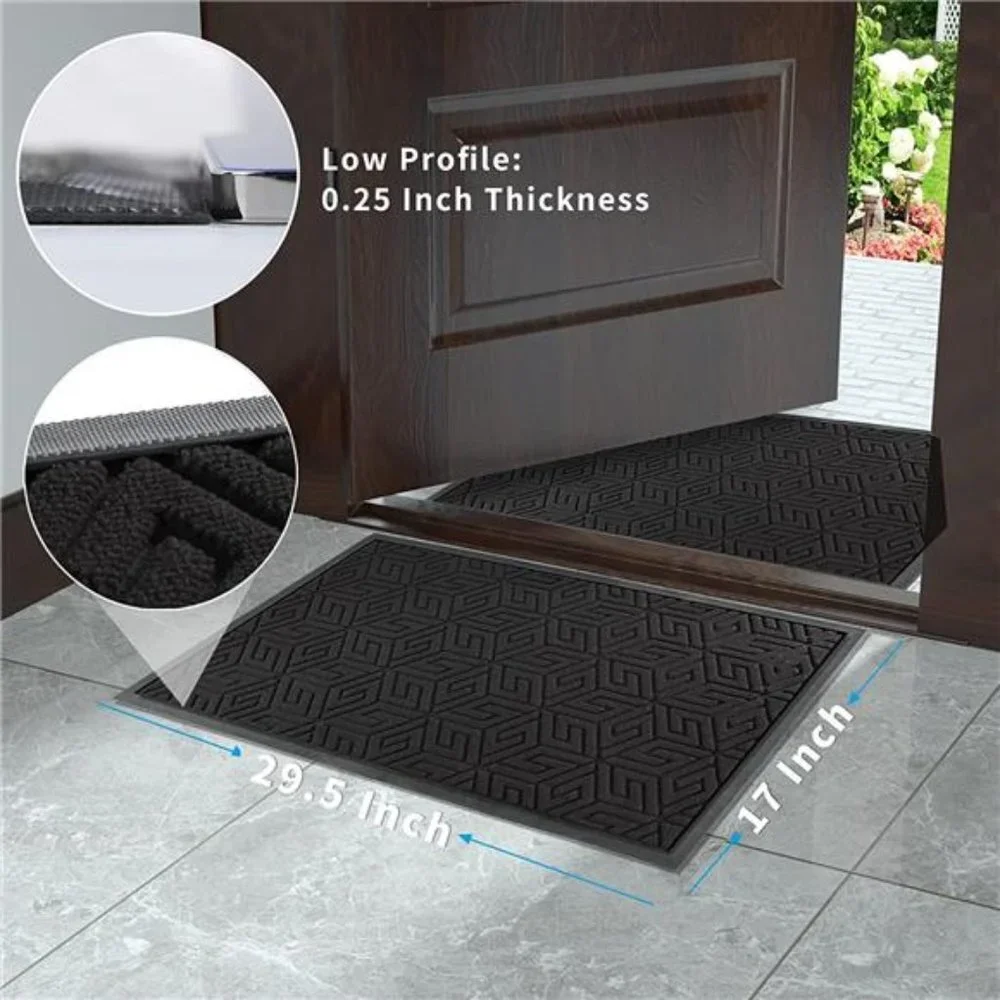 Durable Front Entrance Door Mat, Heavy Duty Outdoor Indoor Mat 17x29.5 